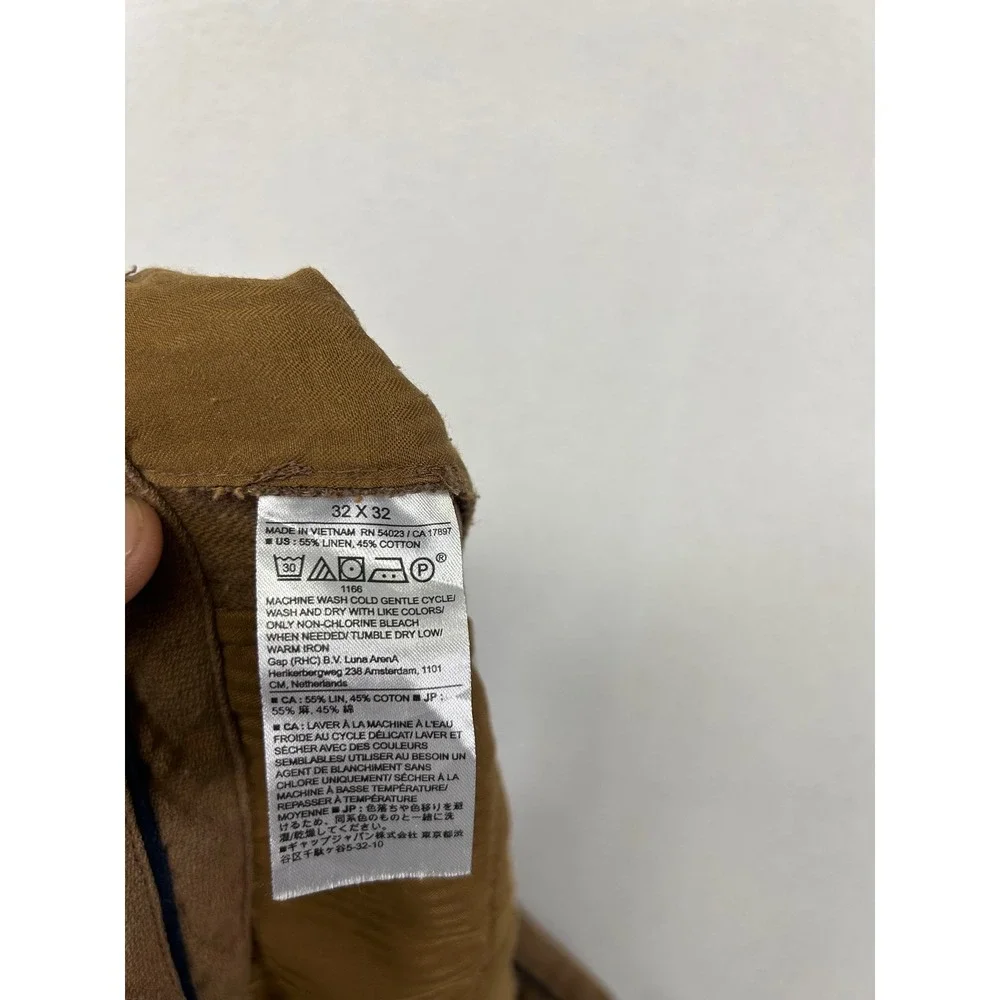 Linen Blend Coastal Banana Republic Mens 32x32 Brown Slim-Straight Chino Pants